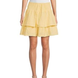 Lost + Wander Yellow Eyelet Tiered Skirt
